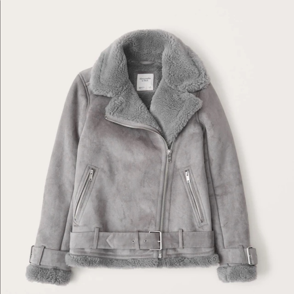 NWT Abercrombie Vegan Suede/Faux Sherpa Aviator Jacket (size small)